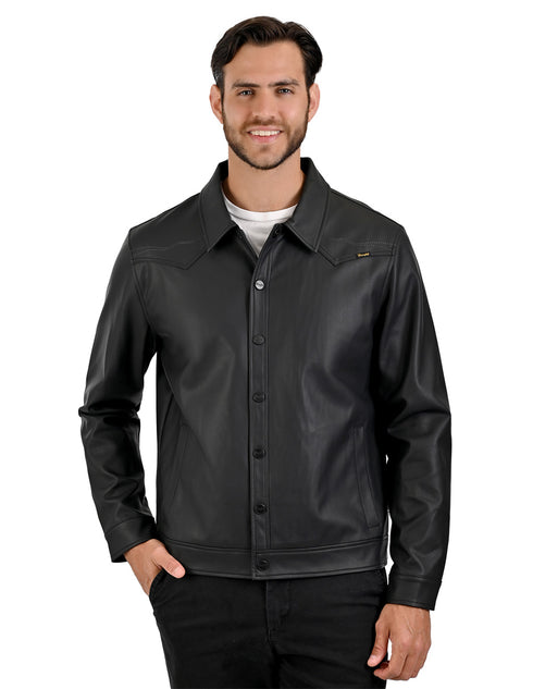 WRANGLER Camisola de Piel Sintética para Caballero en color negro.